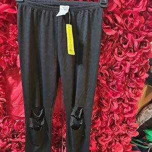 Shein NWT Black Leggings with Cut-Out Details Size 9 Years